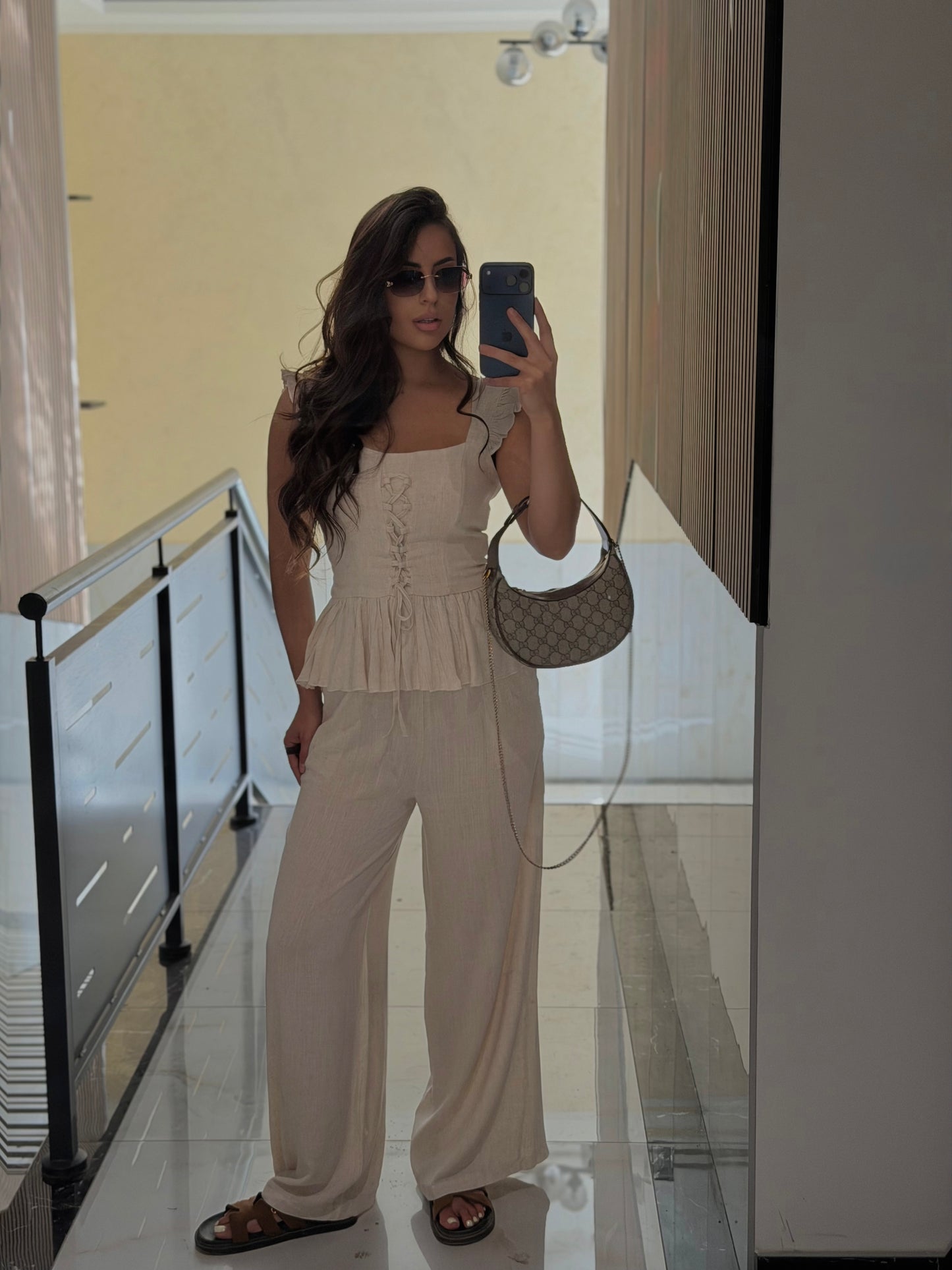 Linen Lace Set - Beige