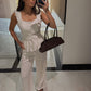 Linen Lace Set - White