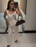 Linen Lace Set - White