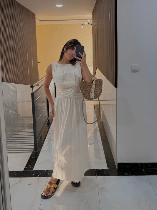 Draped Linen Dress