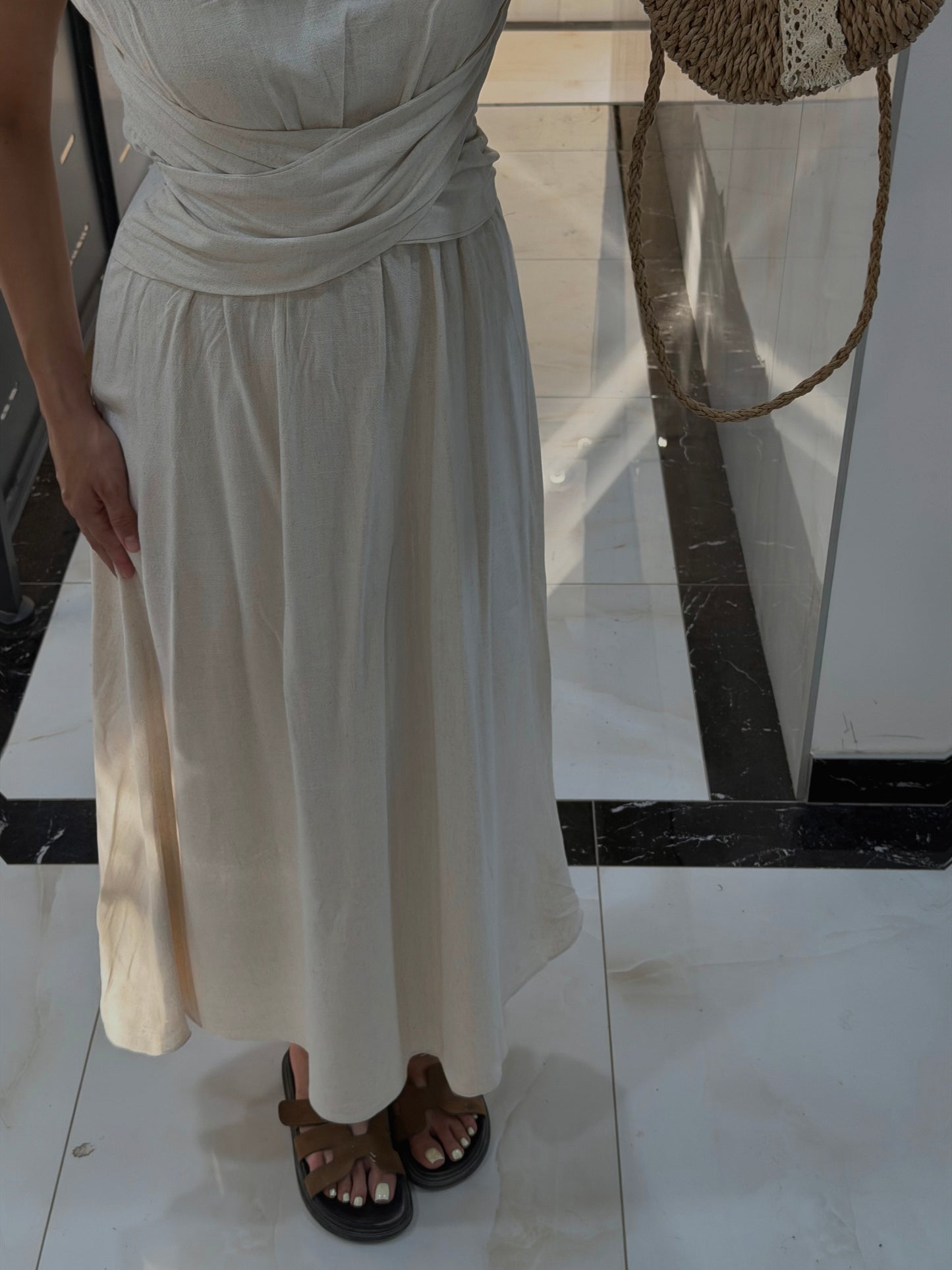 Draped Linen Dress