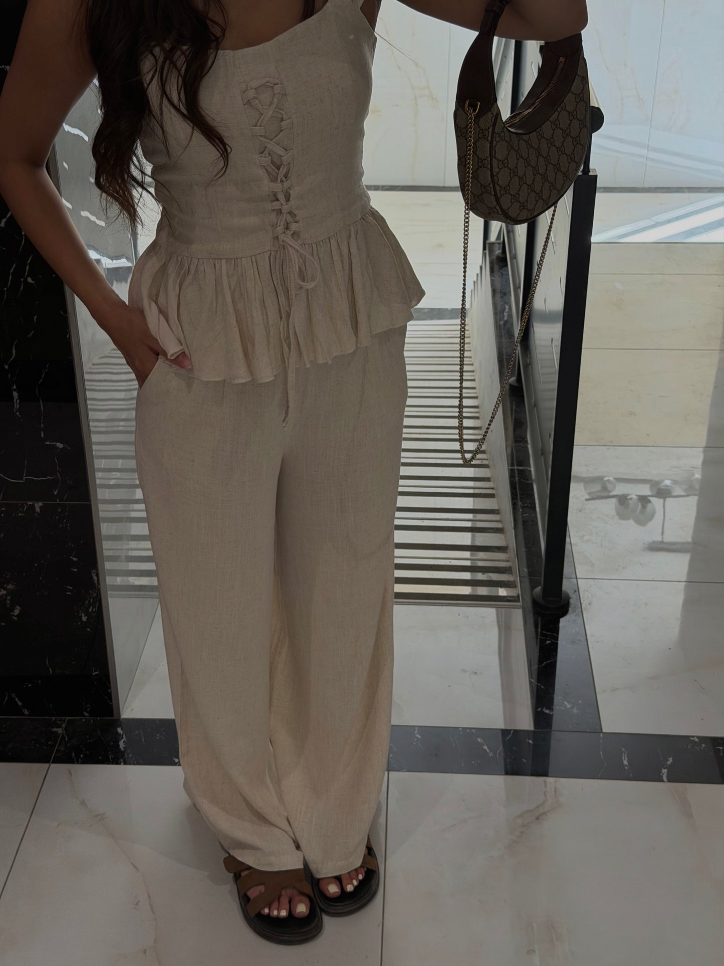 Linen Lace Set - Beige