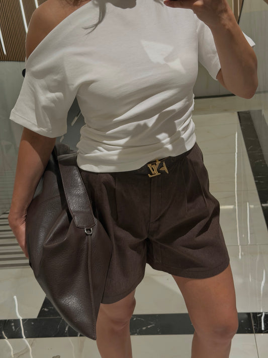 Linen Shorts - Brown