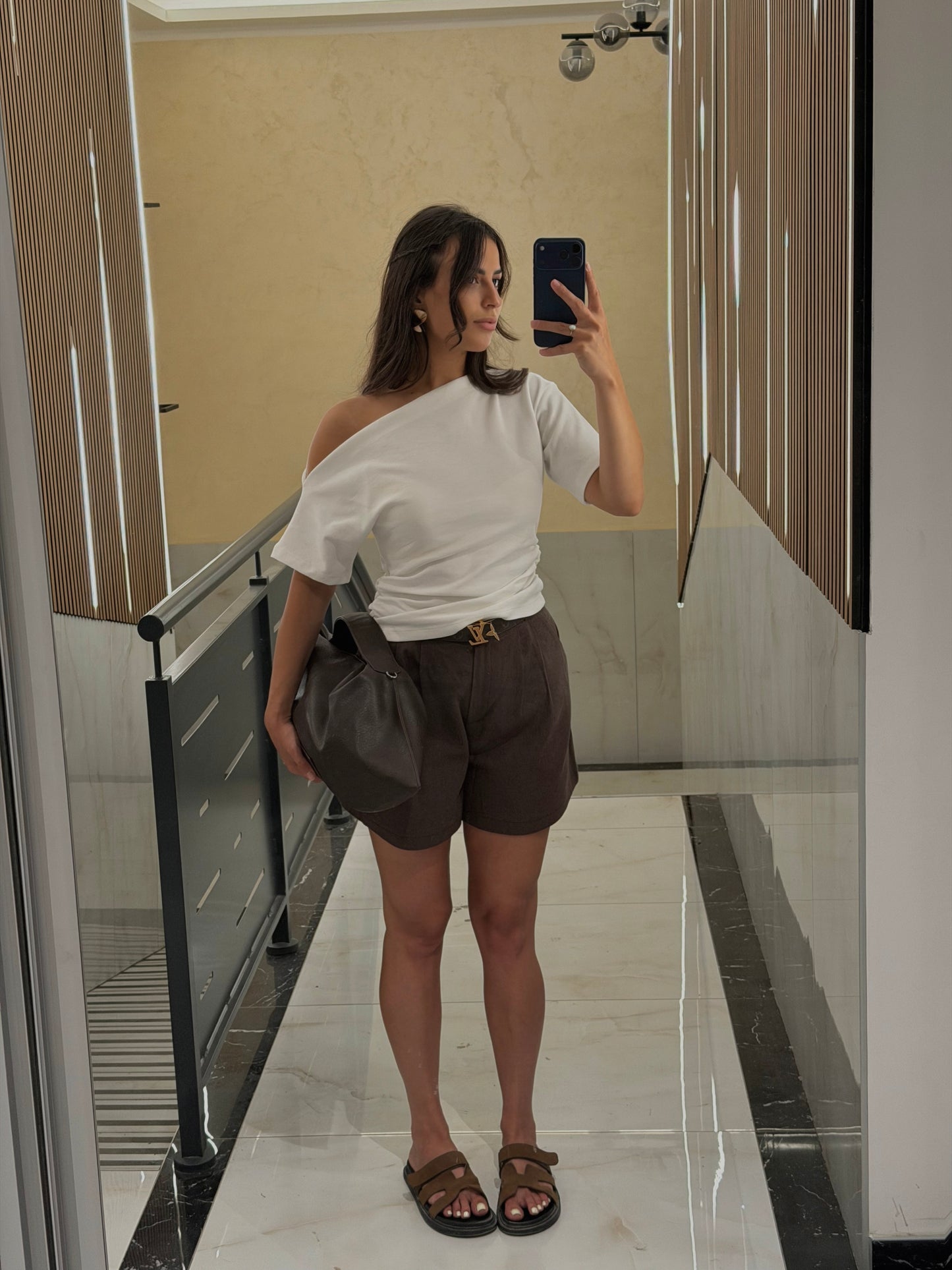 Linen Shorts - Brown